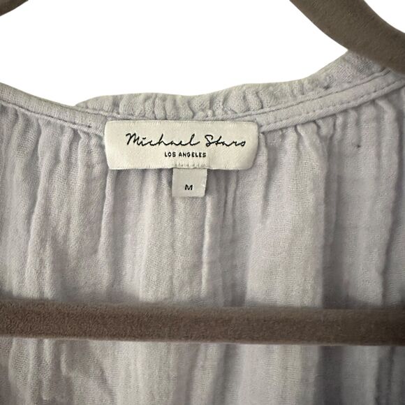 Michael Stars Light Purple Gauze V-Neck Short Sleeve Raw Hem Blouse M - Picture 7 of 7